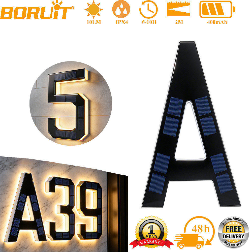 Outdoor Lighting For Front Of House - أضواء أرقام المنازل الشمسية 12 سم،