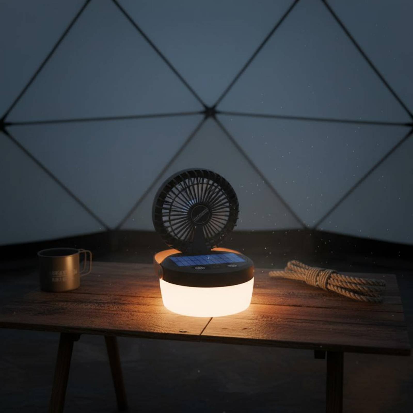 Outdoor Lighting Design - مروحة تخييم تعمل بالطاقة الشمسية مع