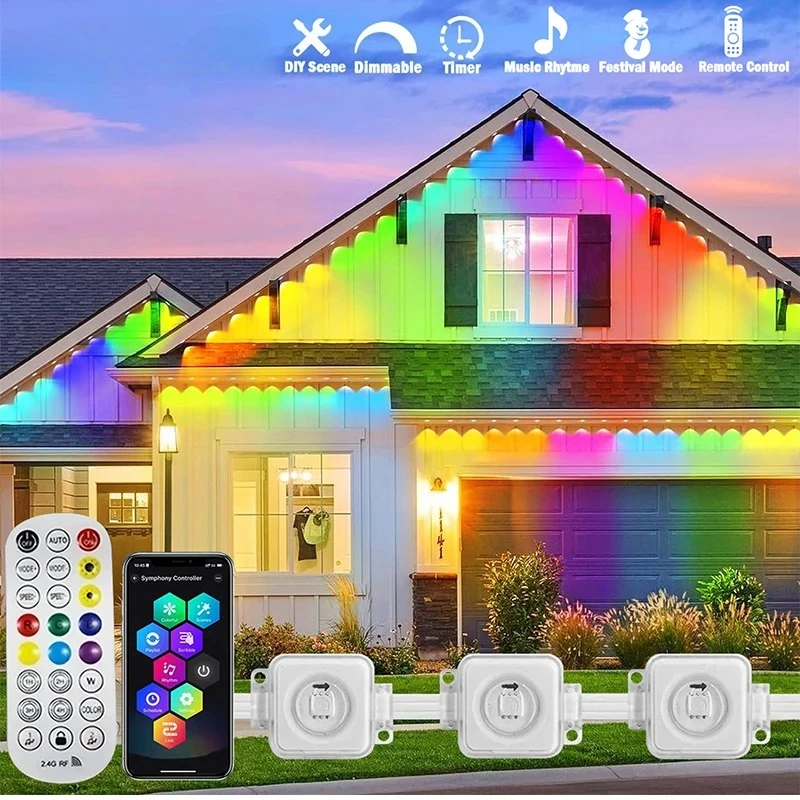 Outdoor Lighting For Front Of House - 300FT الطنف الدائم LED الذكية RGB