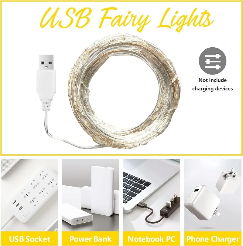 USB LED سلسلة أضواء النحاس الف - مراجعة Outdoor Lighting No Wiring وسعره
